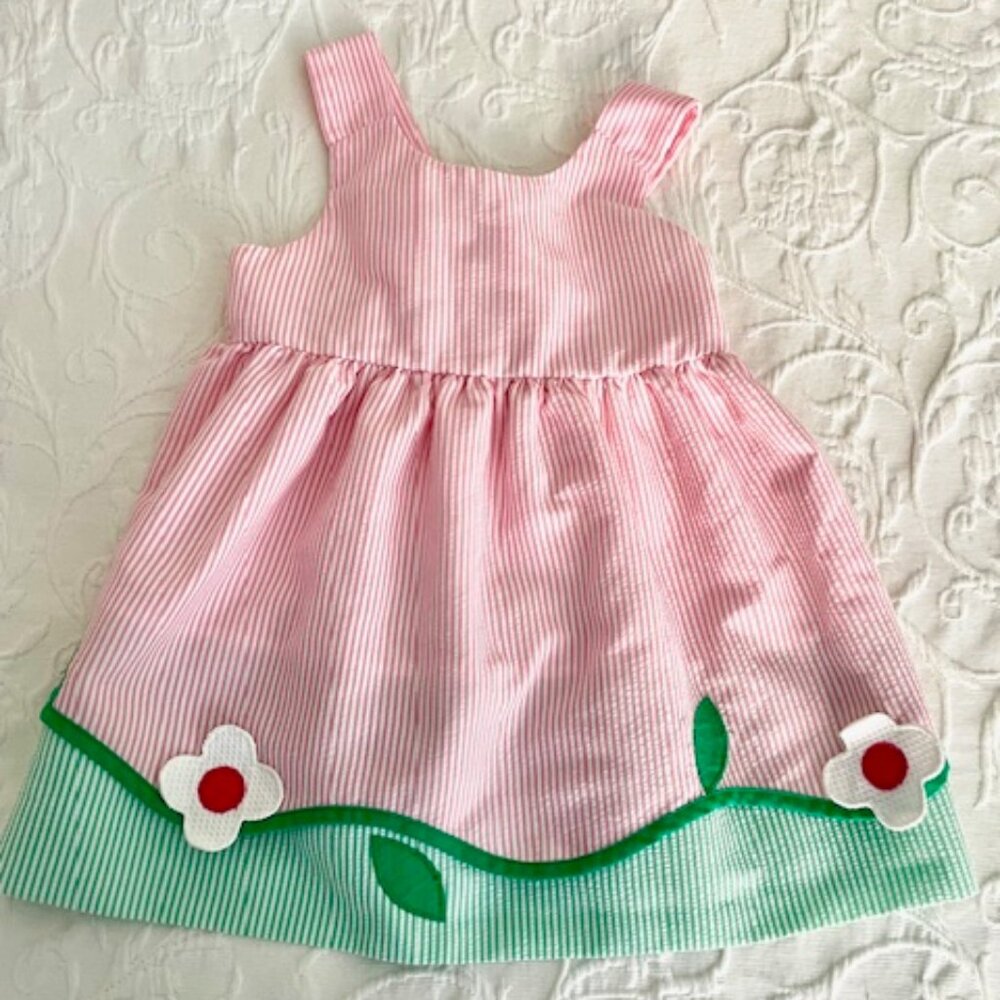 Florence Eiseman Pink and Green Striped Dress